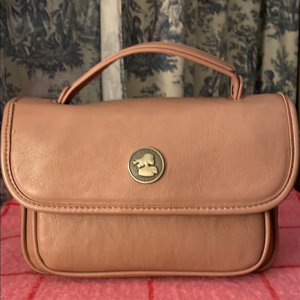 Mojito pink Leather Shoulder Bag with Circular Hardware